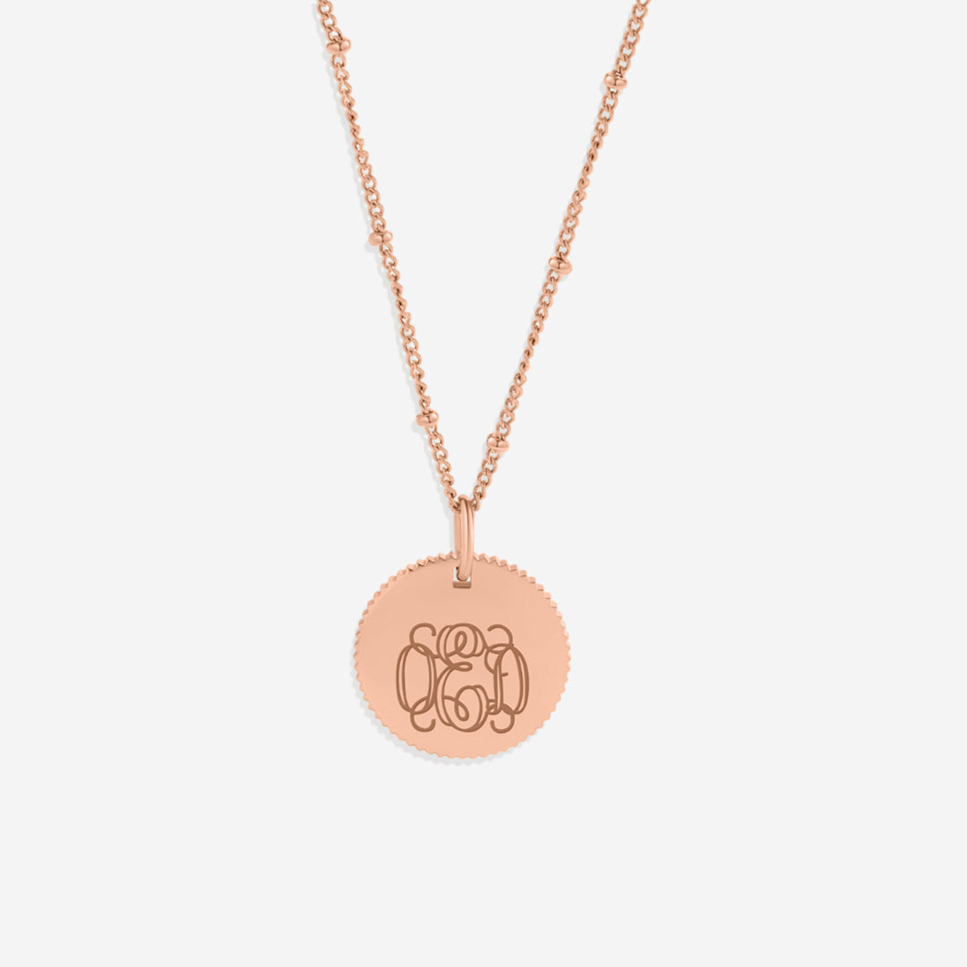 Personalized Scalloped Medallion Pendant Necklace