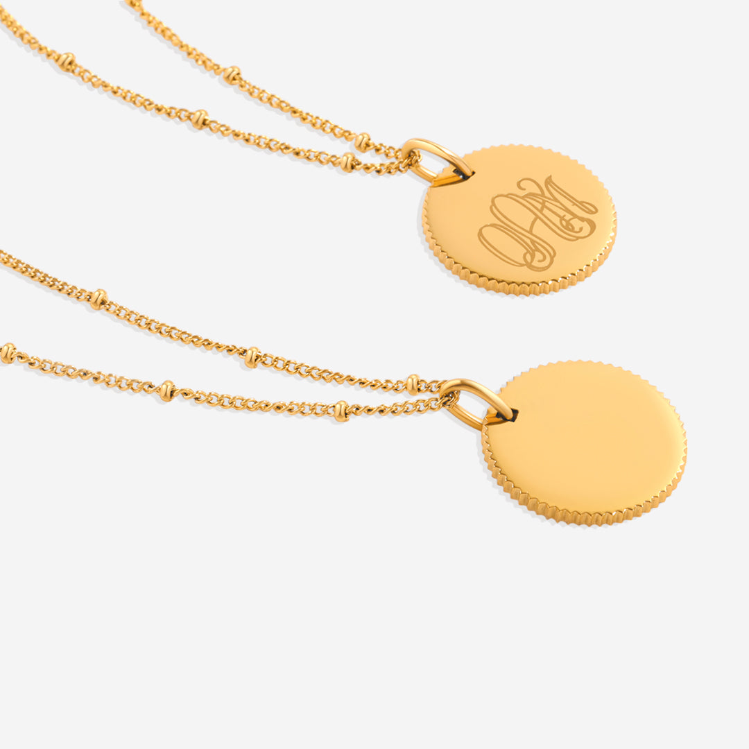 Personalized Scalloped Medallion Pendant Necklace