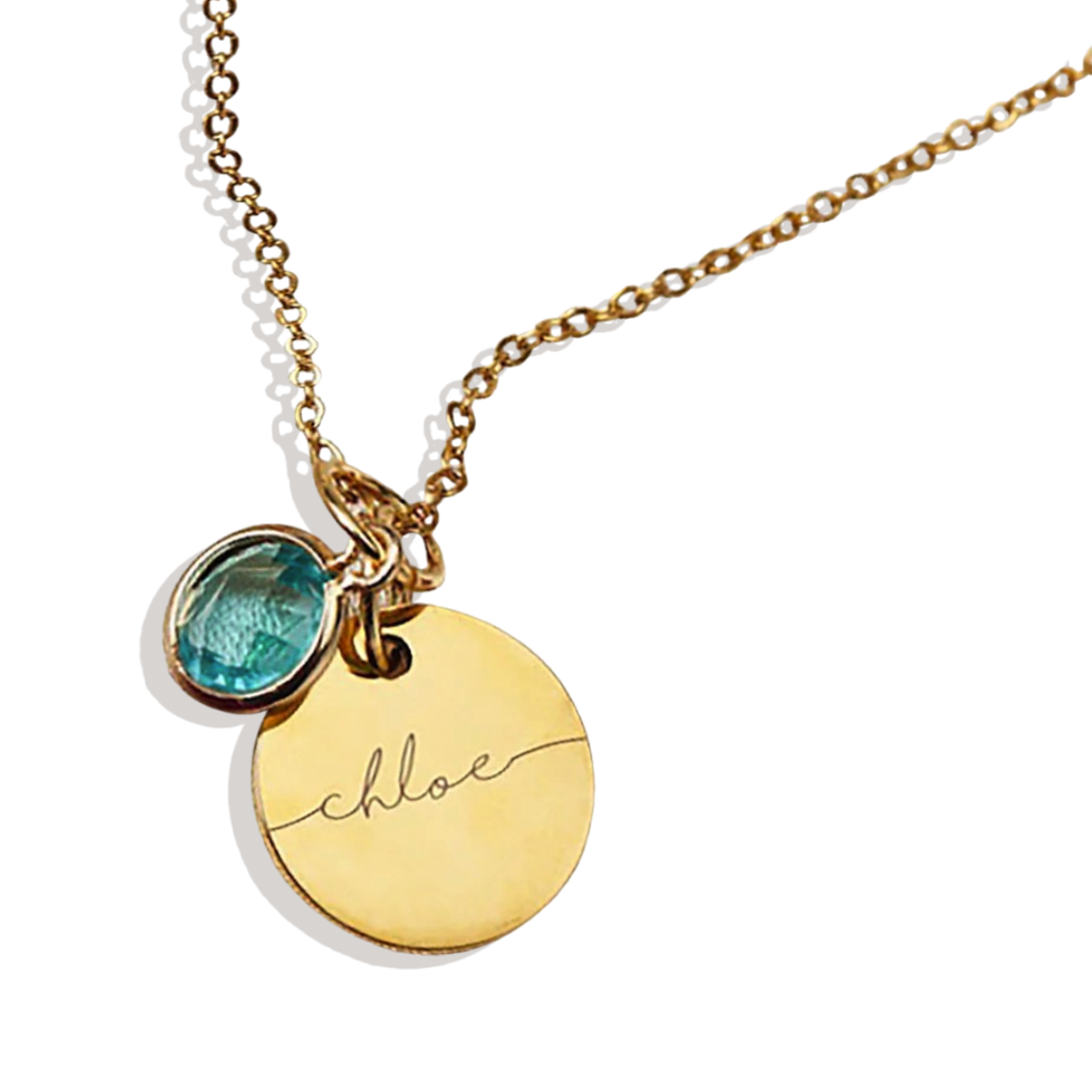 Personalized Birthstone Script Necklace