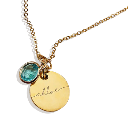 Personalized Birthstone Script Necklace