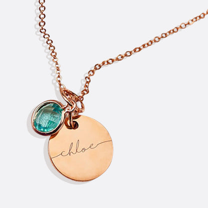 Personalized Birthstone Script Necklace