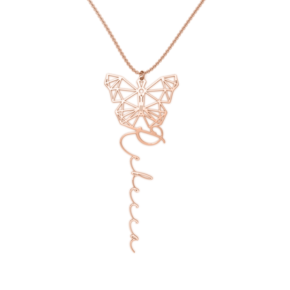 Personalized Geometric Butterfly Necklace