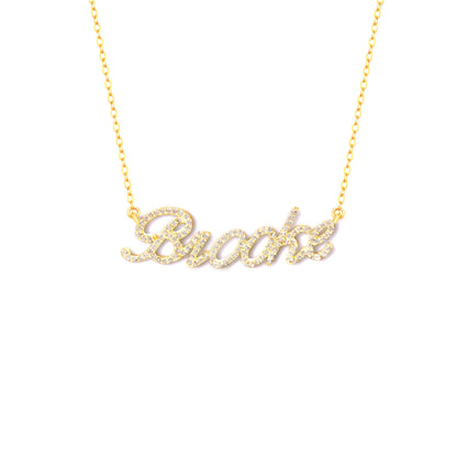 Personalized Pave Script Name Necklace