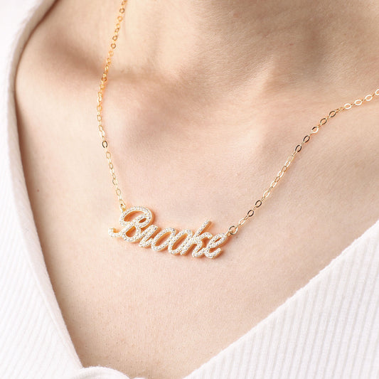 Personalized Pave Script Name Necklace