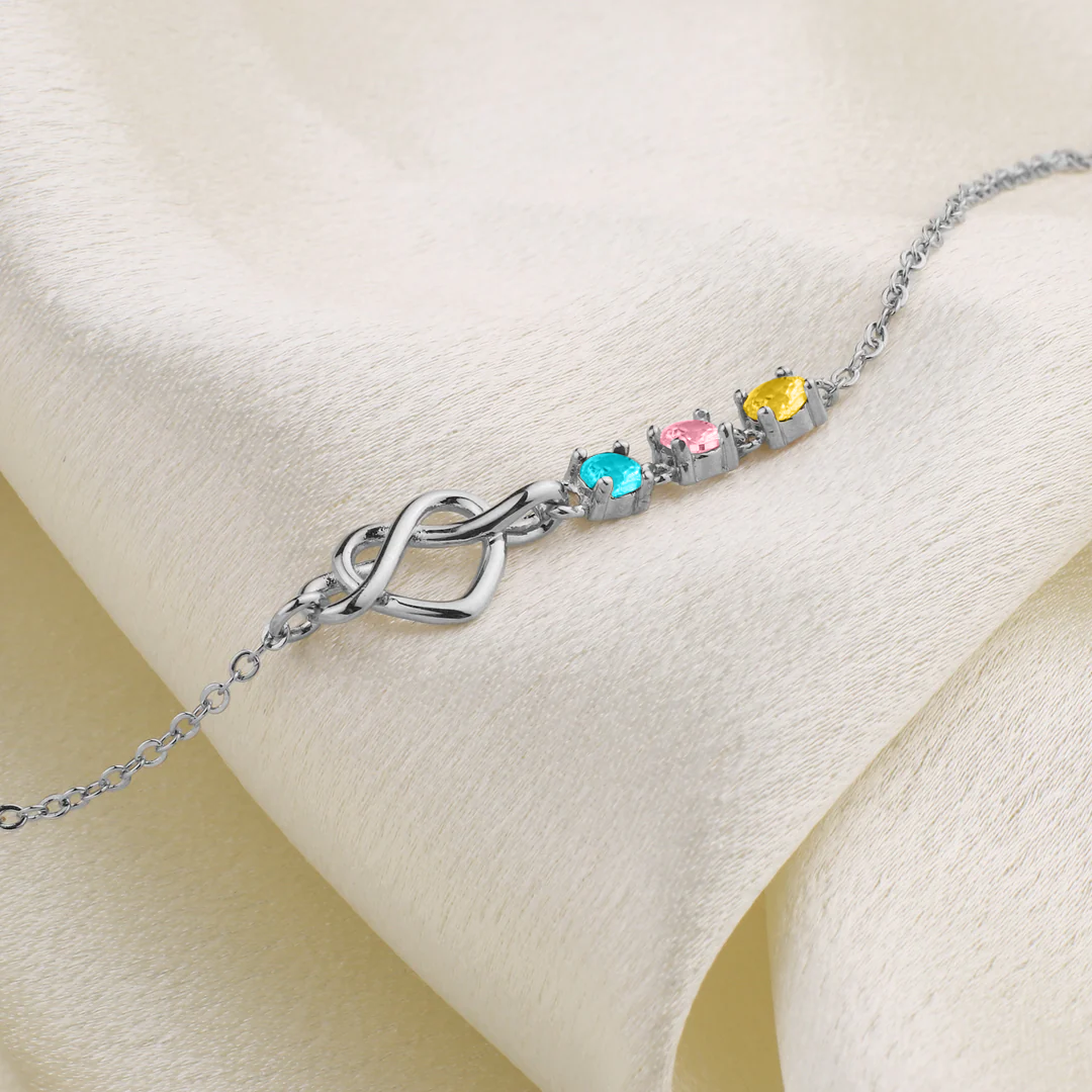 Custom Birthstone Heart Knot Bracelet