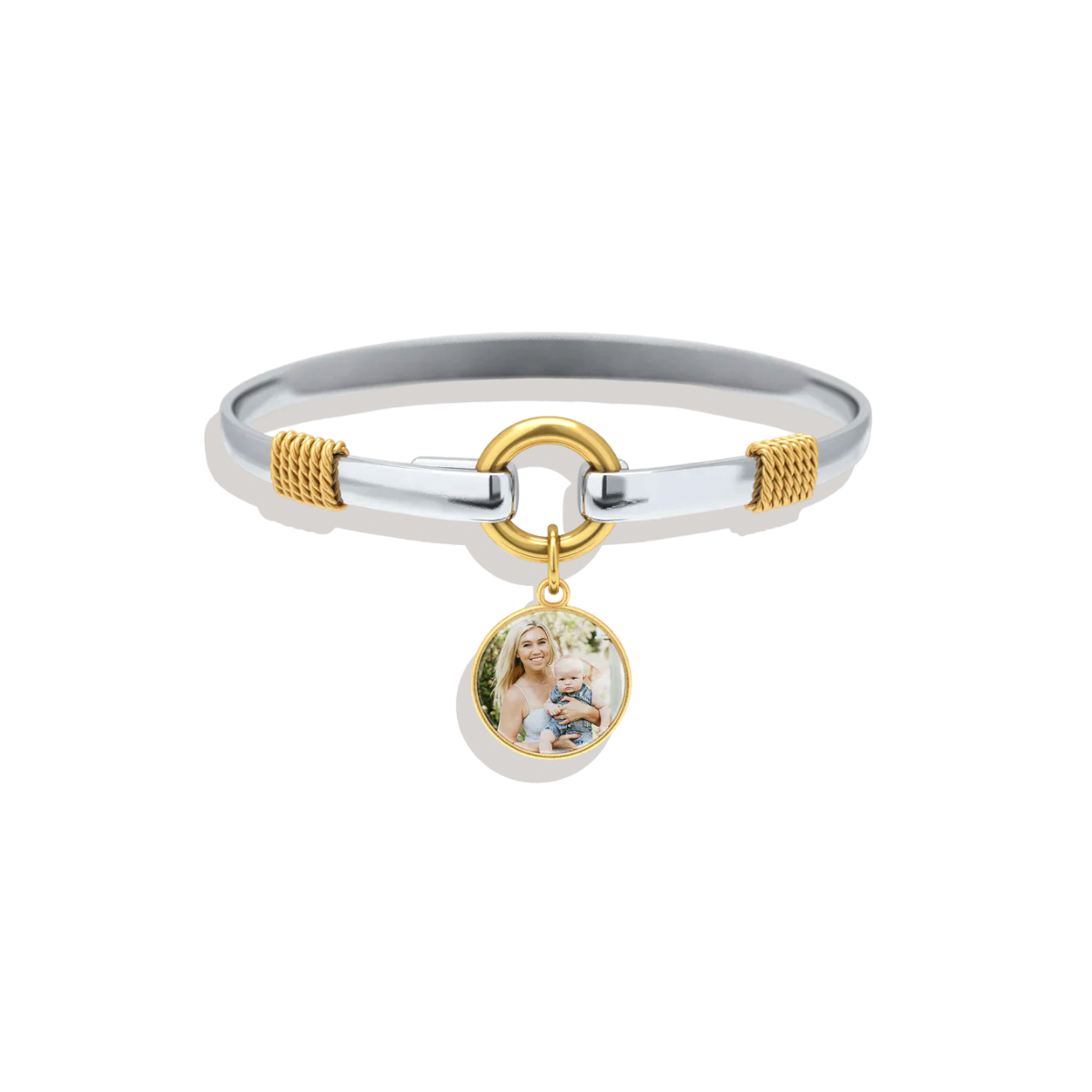 Custom Photo Two-Tone Charm Bracelet