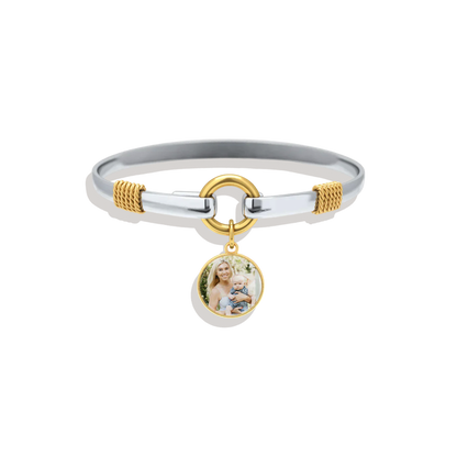 Custom Photo Two-Tone Charm Bracelet