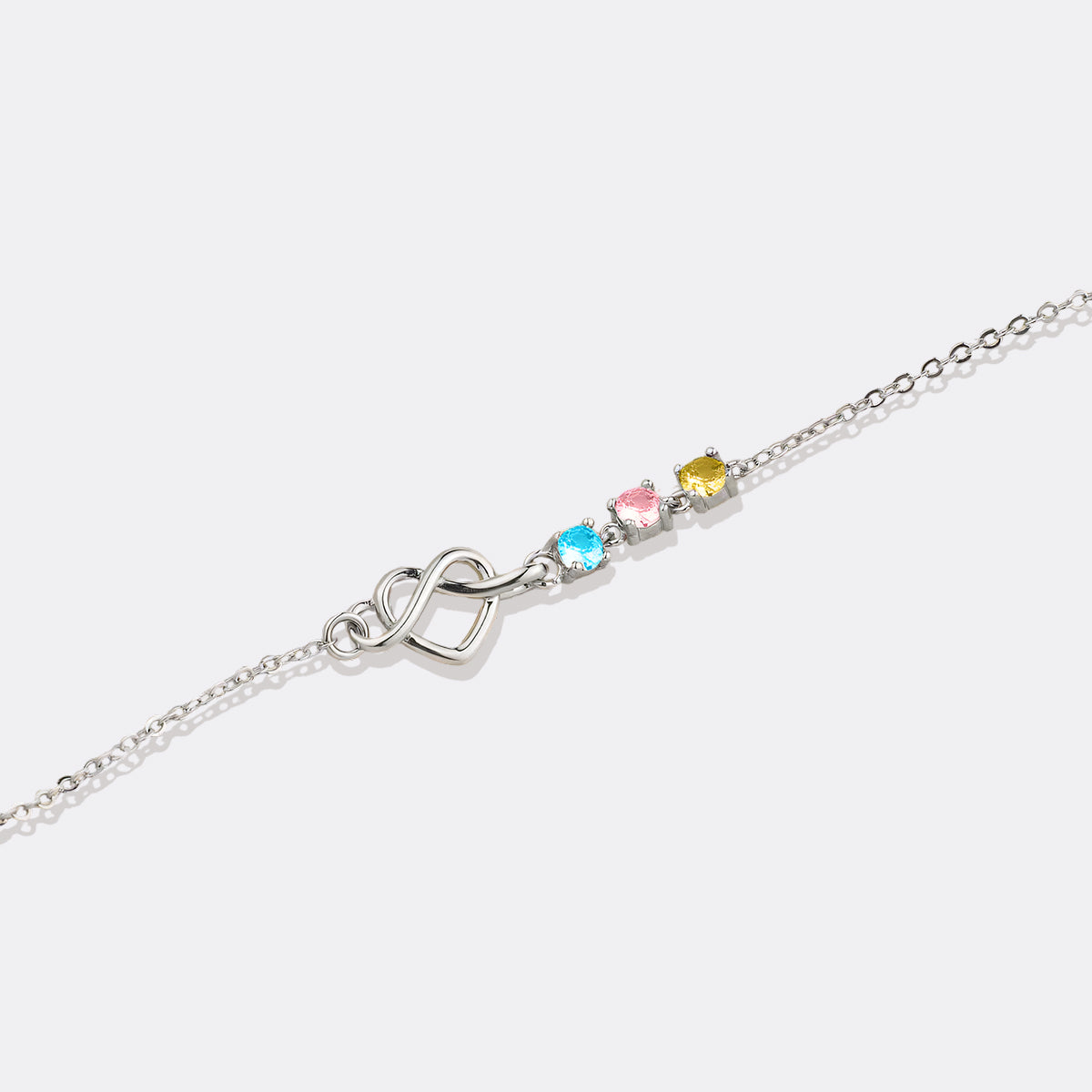 Custom Birthstone Heart Knot Bracelet