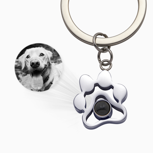 Custom Pet Paw Photo Keychain