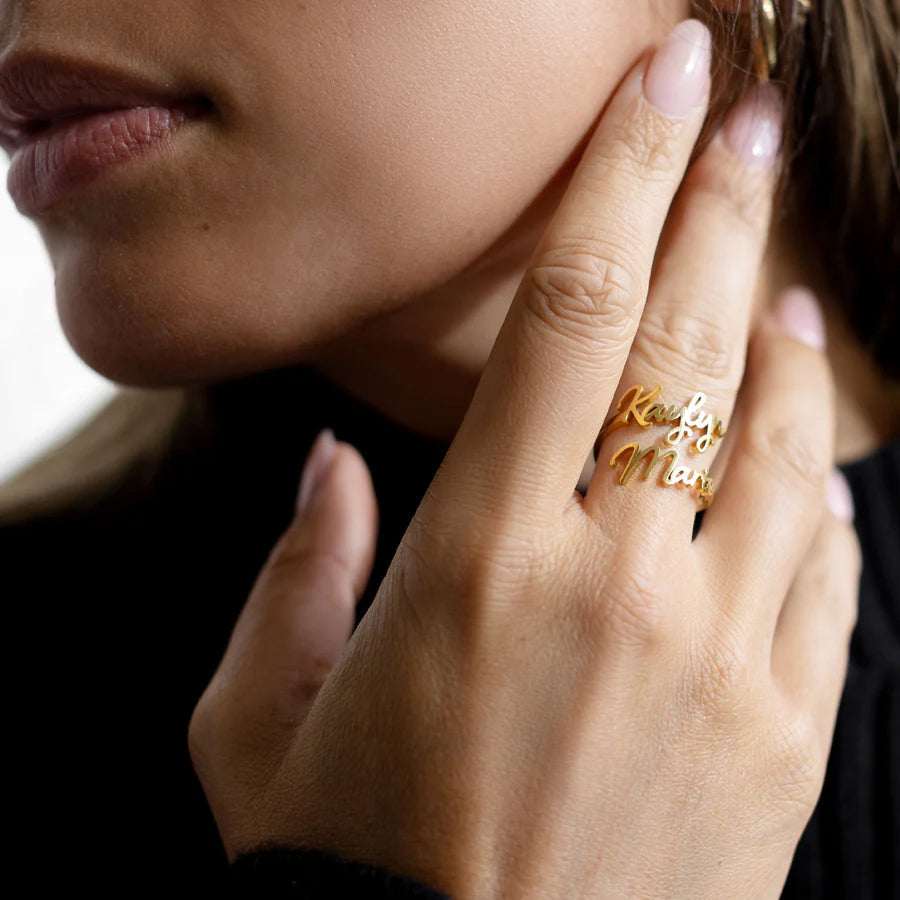 Personalized Double Name Ring