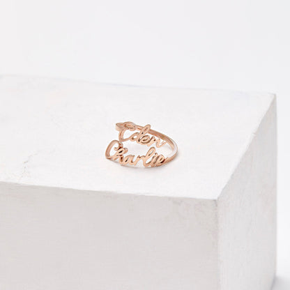 Personalized Double Name Ring