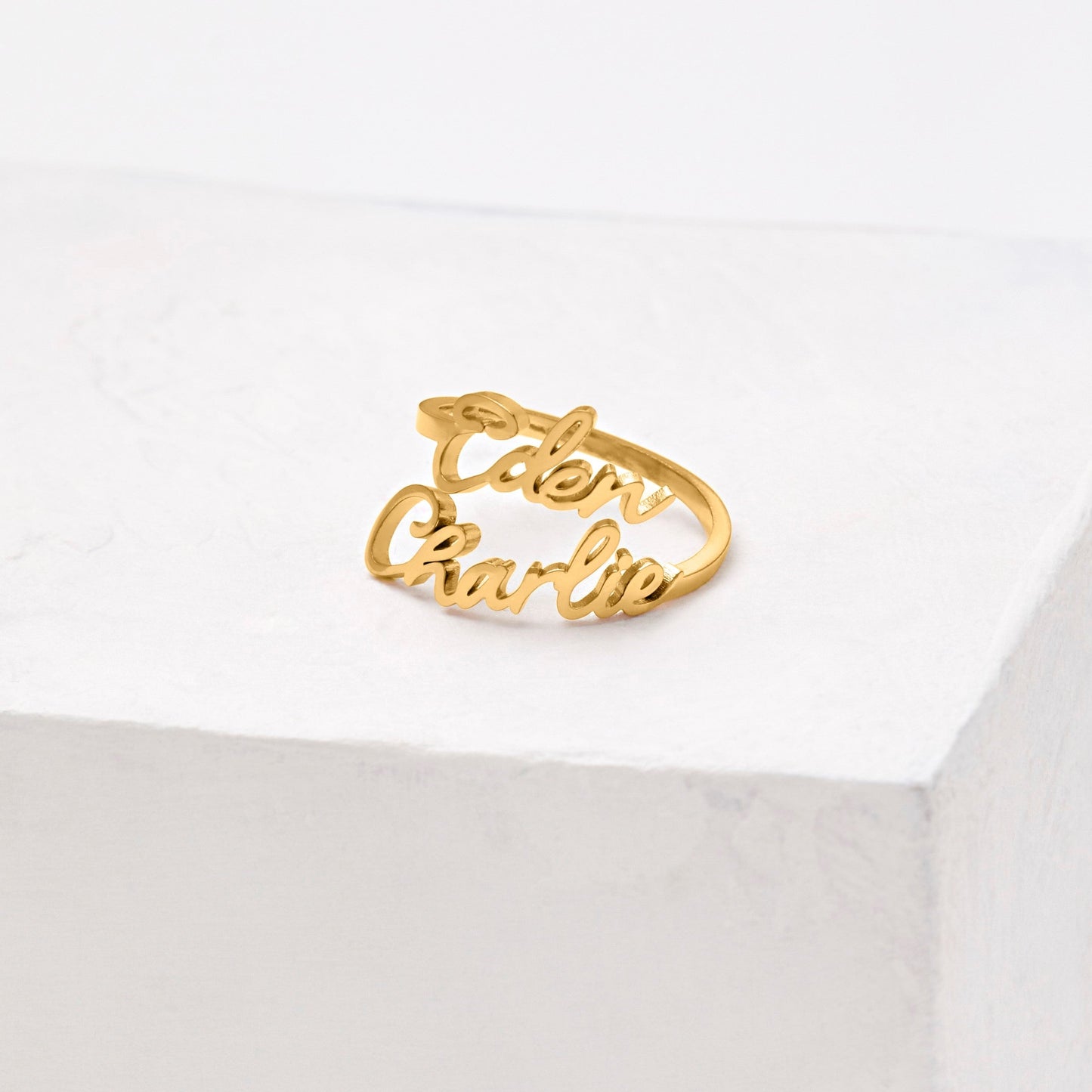 Personalized Double Name Ring