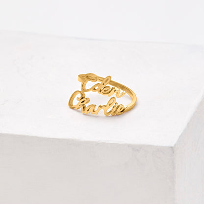 Personalized Double Name Ring