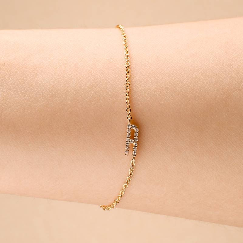 Skinny Diamond Initial Bracelet