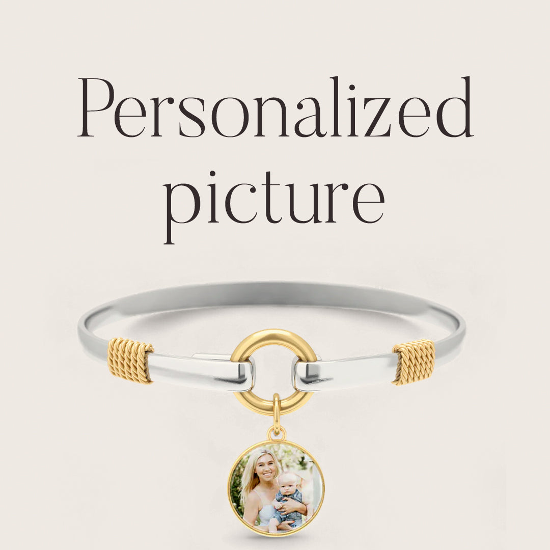 Custom Photo Two-Tone Charm Bracelet