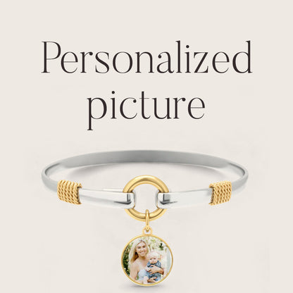 Custom Photo Two-Tone Charm Bracelet