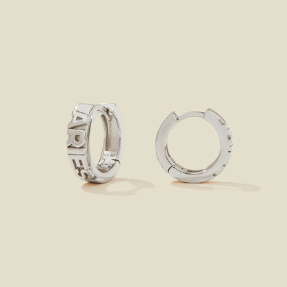 Personalized Aries Huggie Hoop Earrings