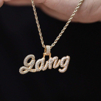 Personalized Pave Font Necklace