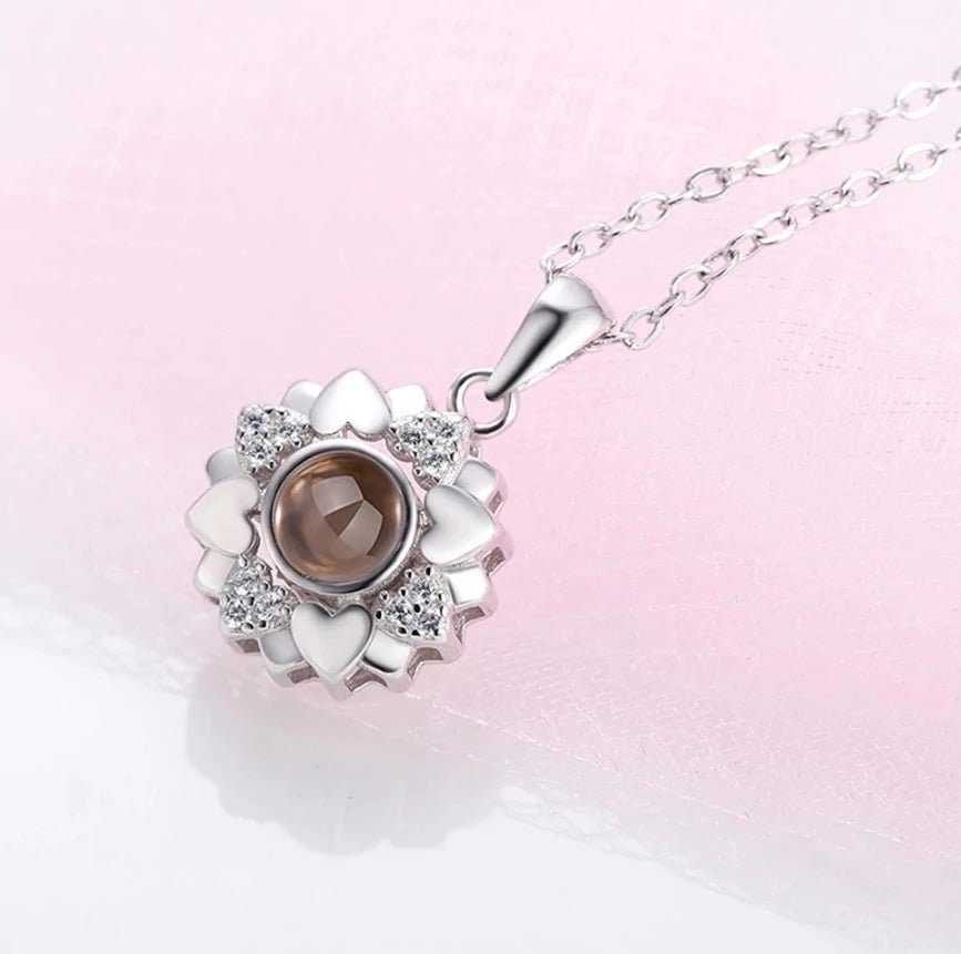 Personalized Heart Flower Projection Necklace