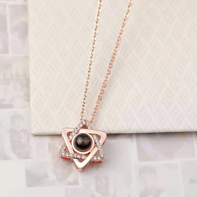 Personalized Hexagon Photo Projection Necklace