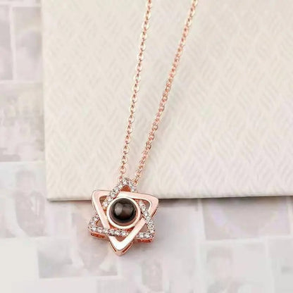 Personalized Hexagon Photo Projection Necklace