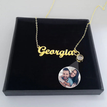 Personalized Photo Projection Necklace with Zircon