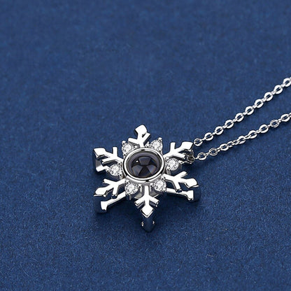 Personalized Snowflake Photo Pendant Necklace