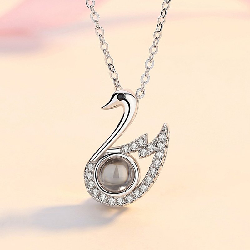 Personalized Photo Projection Swan Necklace