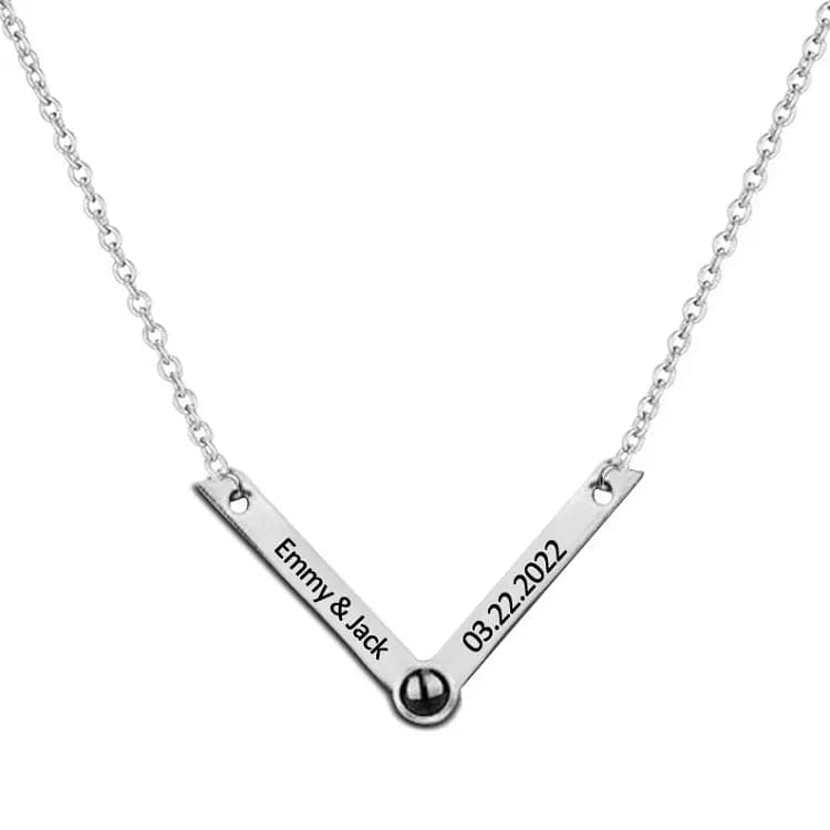 Personalized V-Shaped Photo Pendant Necklace