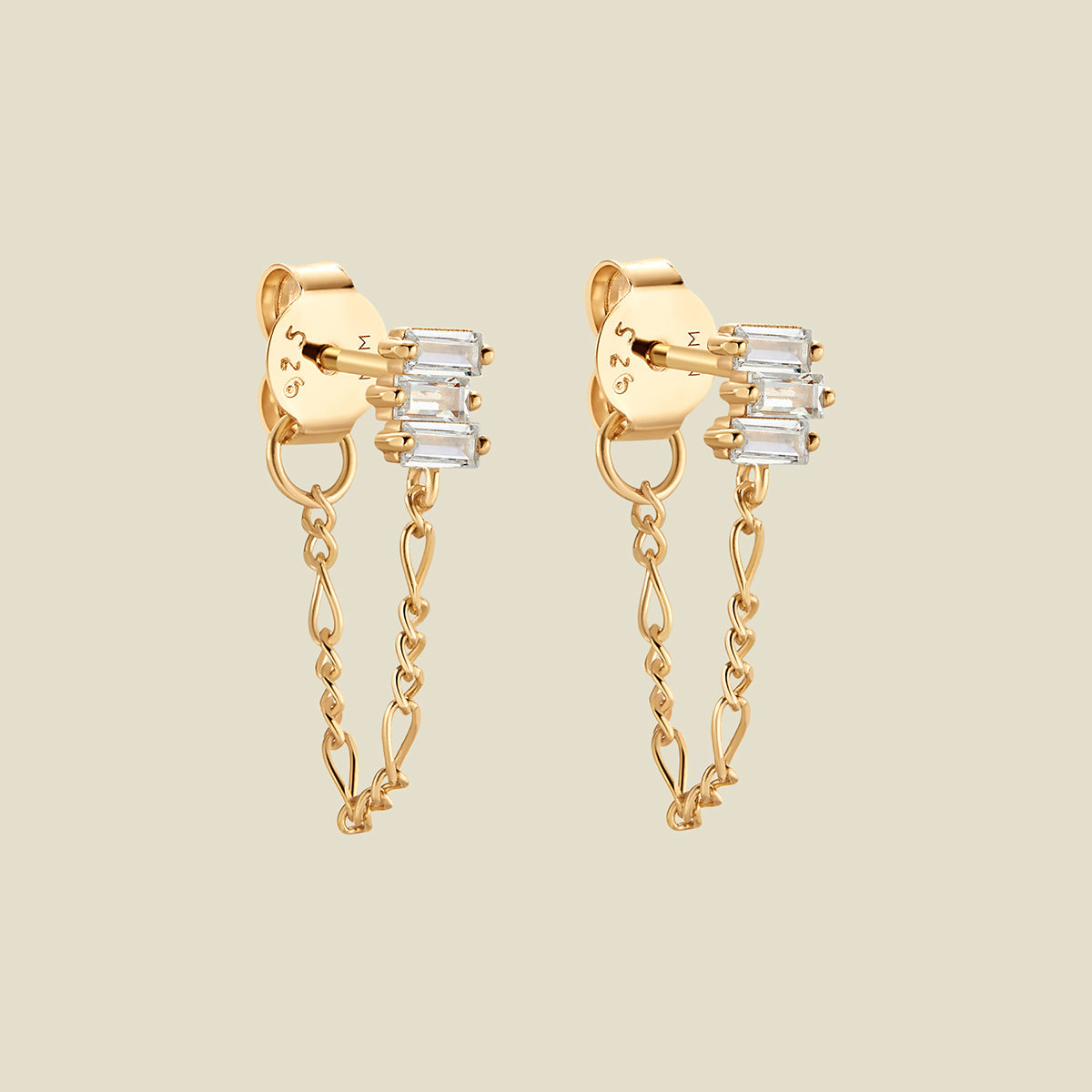 Baguette Chain Huggie Earrings