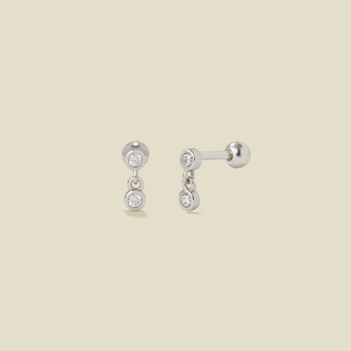 CZ Drop Stud Earrings