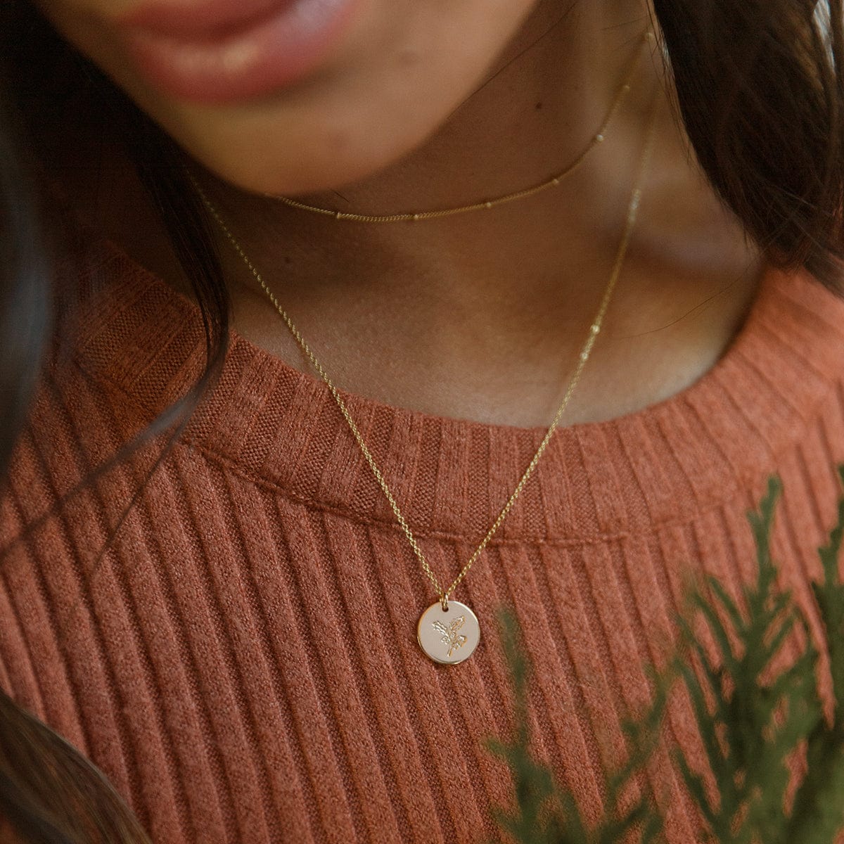 Personalized December Flower Necklace