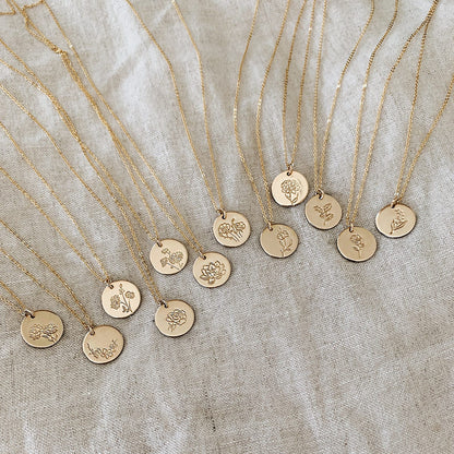 Personalized December Flower Necklace