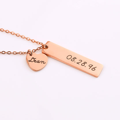 Personalized Engraved Heart Pendant Necklace