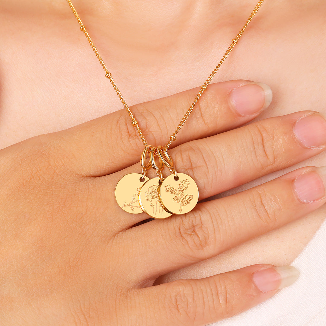 Personalized Birth Flower Stacking Necklace