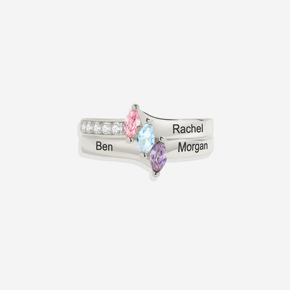 Personalized 3 Birthstone Ring