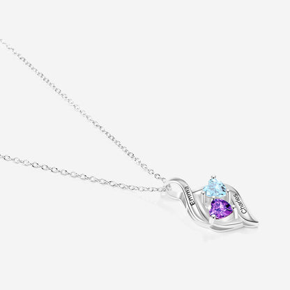 Custom Double Heart Birthstone Necklace