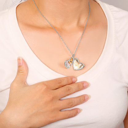 Hammered Heart Photo Locket Necklace