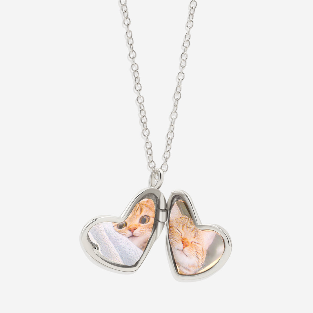 Hammered Heart Photo Locket Necklace