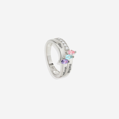 Personalized 3 Birthstone Ring