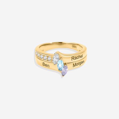 Personalized 3 Birthstone Ring