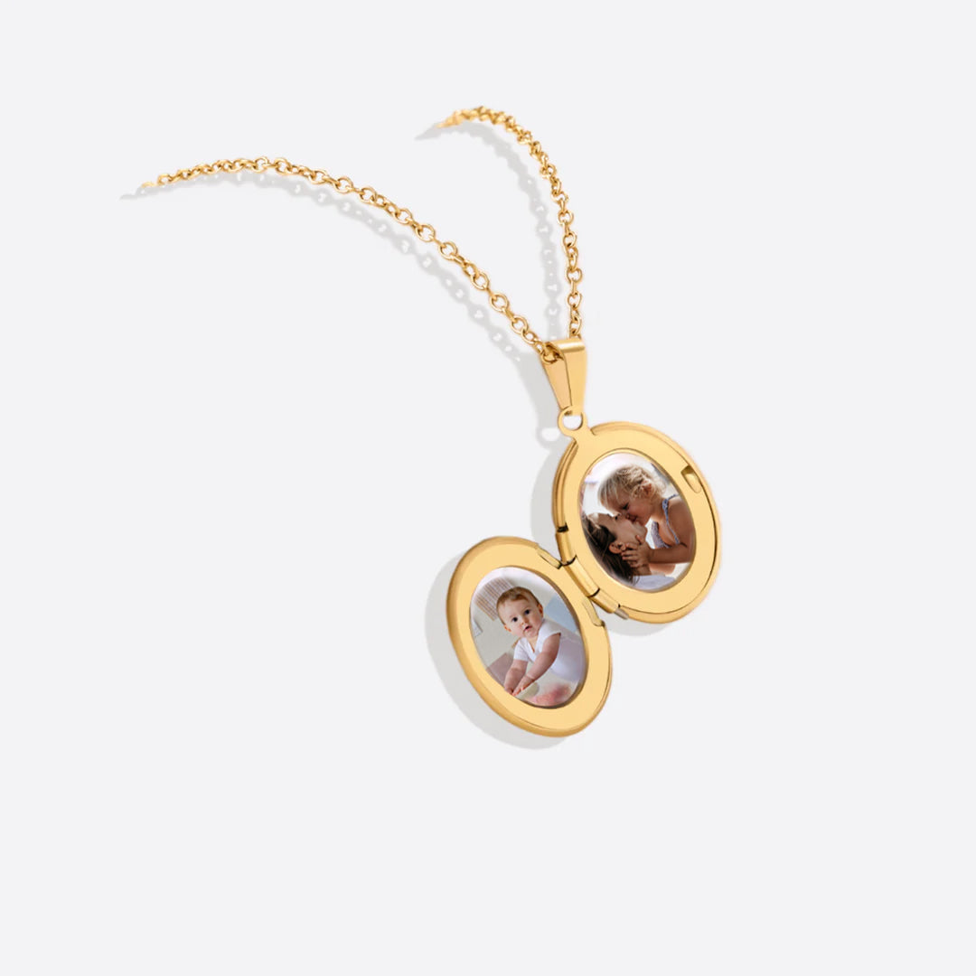 Personalized Oval Photo Locket Necklace