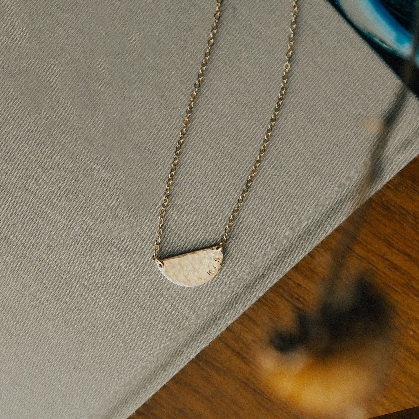 Hammered Half Moon Necklace