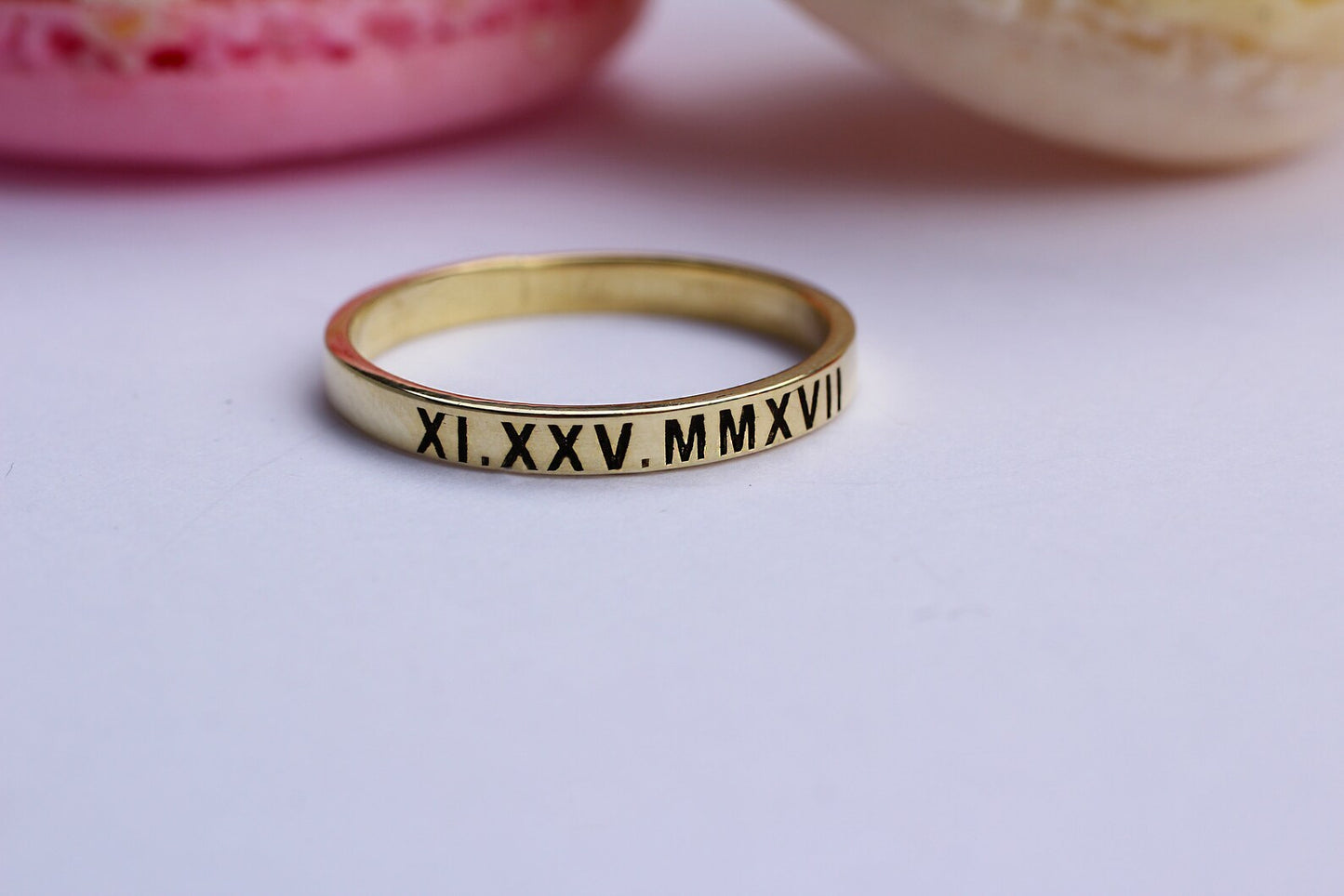 Dainty Personalized Sterling Silver Date Ring