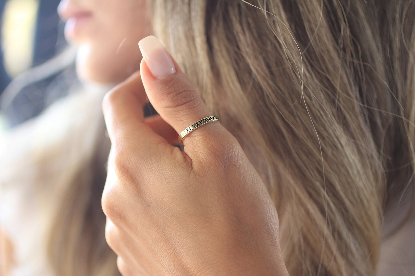 Dainty Personalized Sterling Silver Date Ring