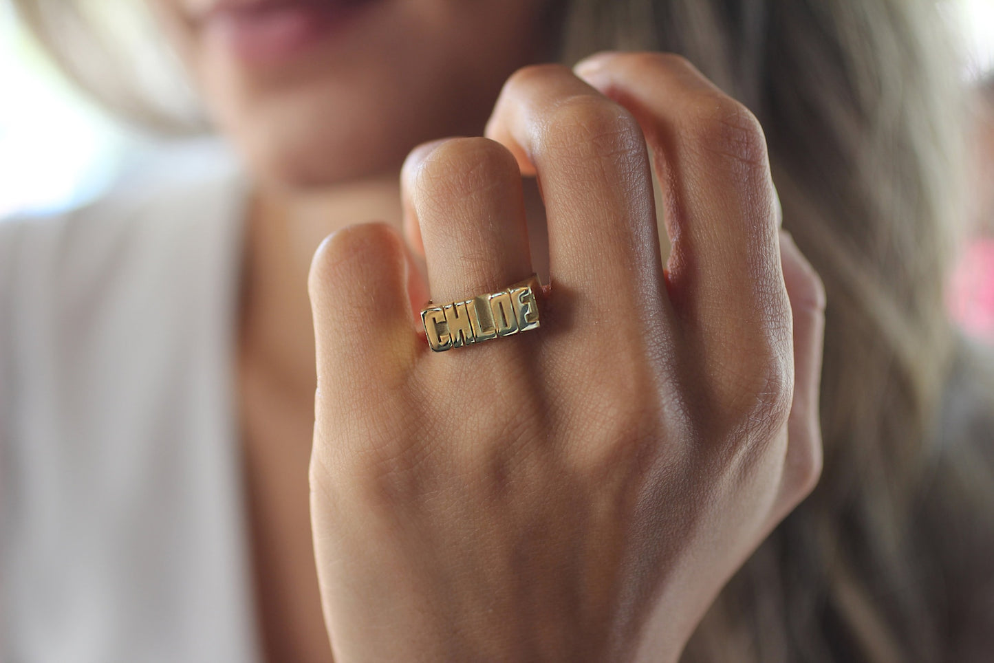 Dainty Personalized Sterling Silver Name Ring