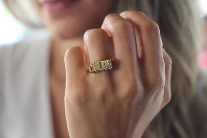 Dainty Personalized Sterling Silver Name Ring