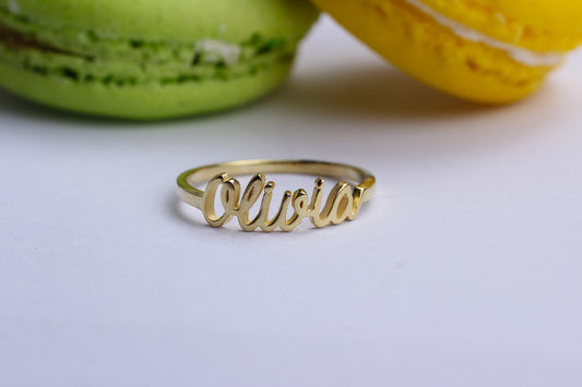 Custom Dainty Silver Name Ring Design