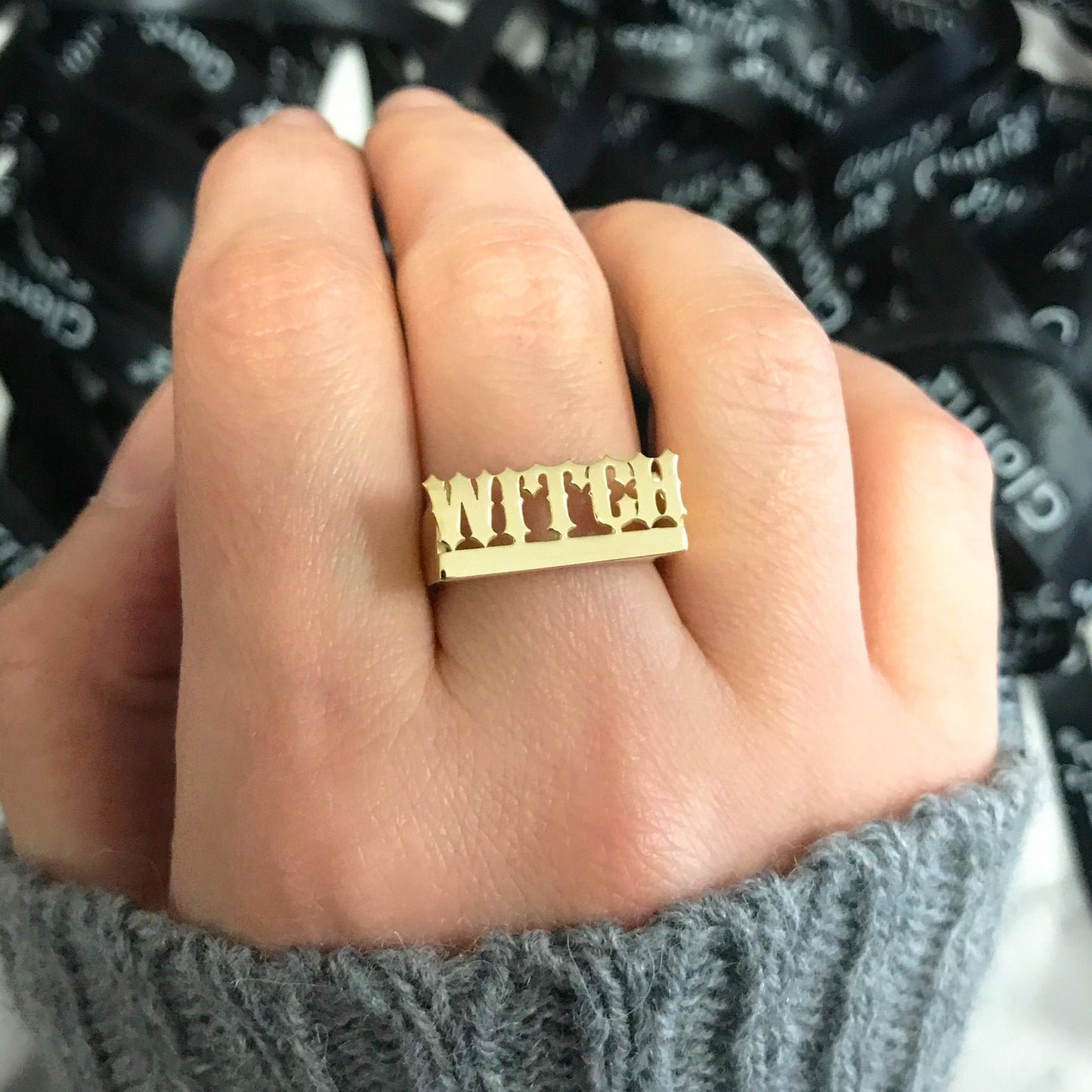 Dainty Silver Date Ring with Gold Fill Design