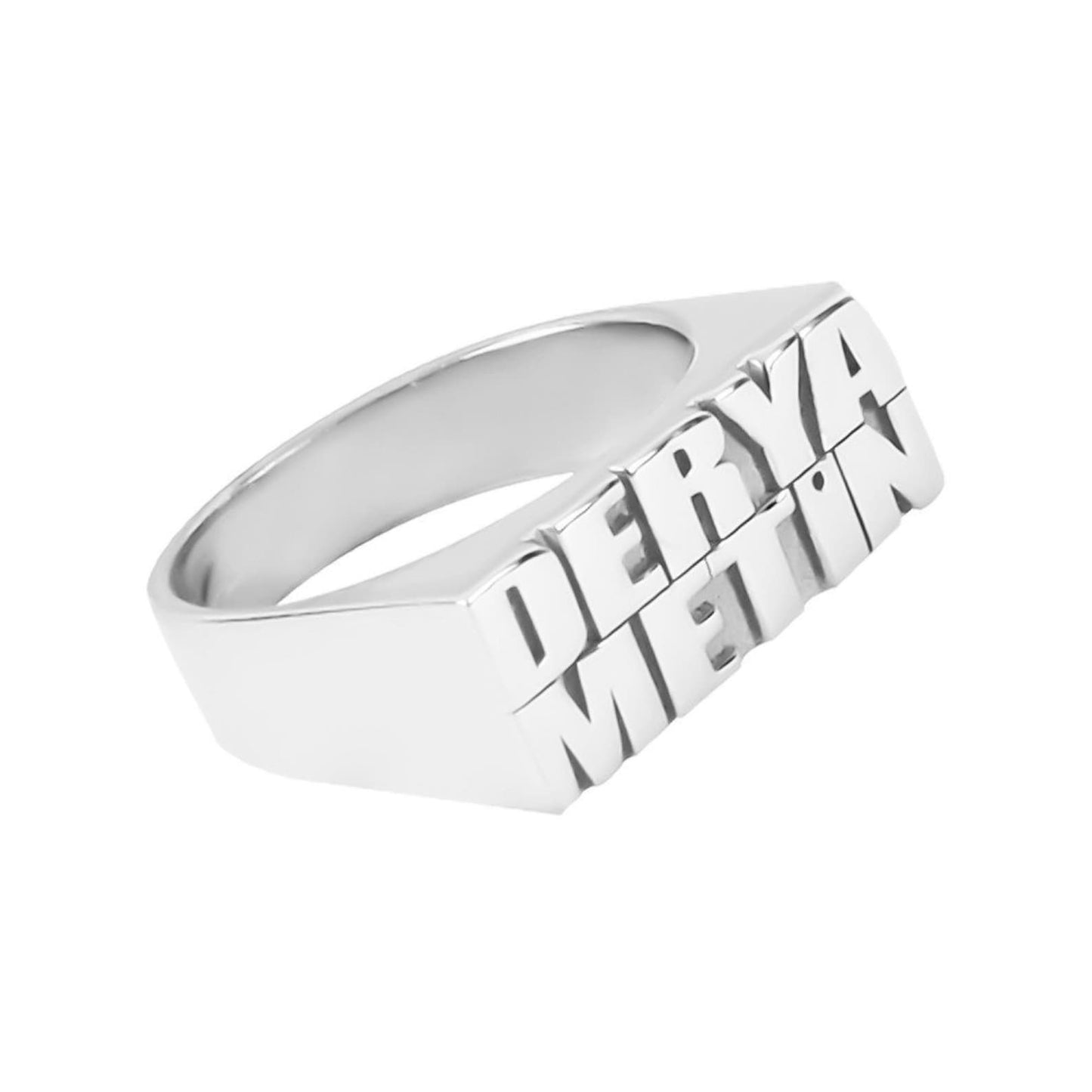 Custom Silver Two Name Ring Design